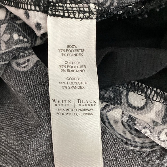 White House Black Market Paisley Print Top Black White Small - Picture 7 of 7